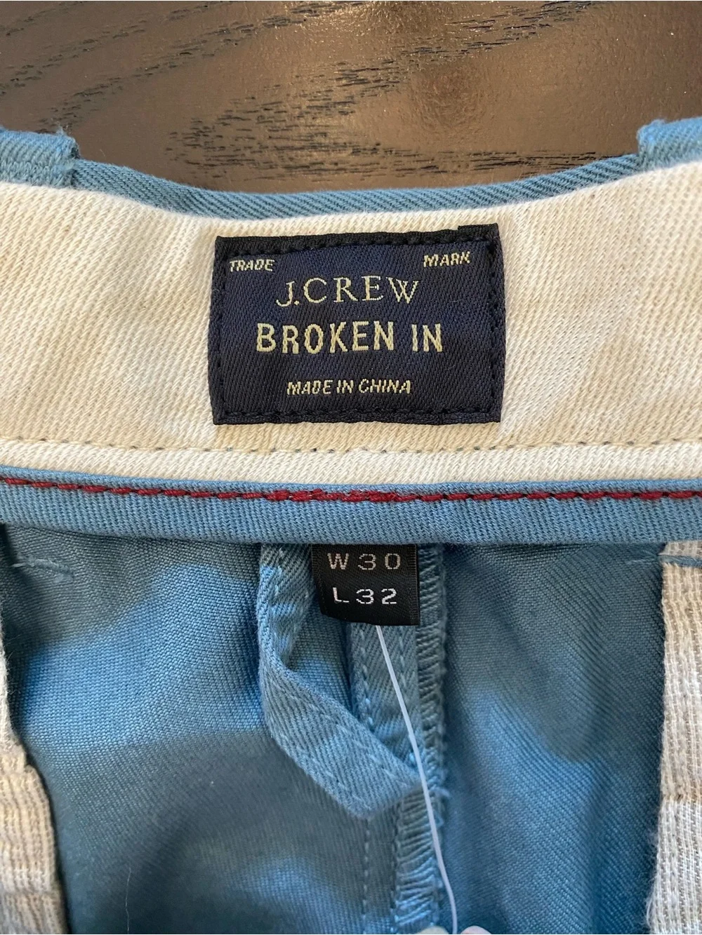 NWT J. Crew Mens Light Blue Broken-In Chino Pants - waist 30 - collegiate
